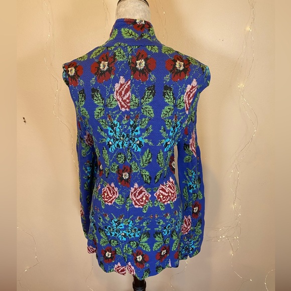 $340 Aldomartins Blue Knit Floral Blazer - Picture 8 of 10